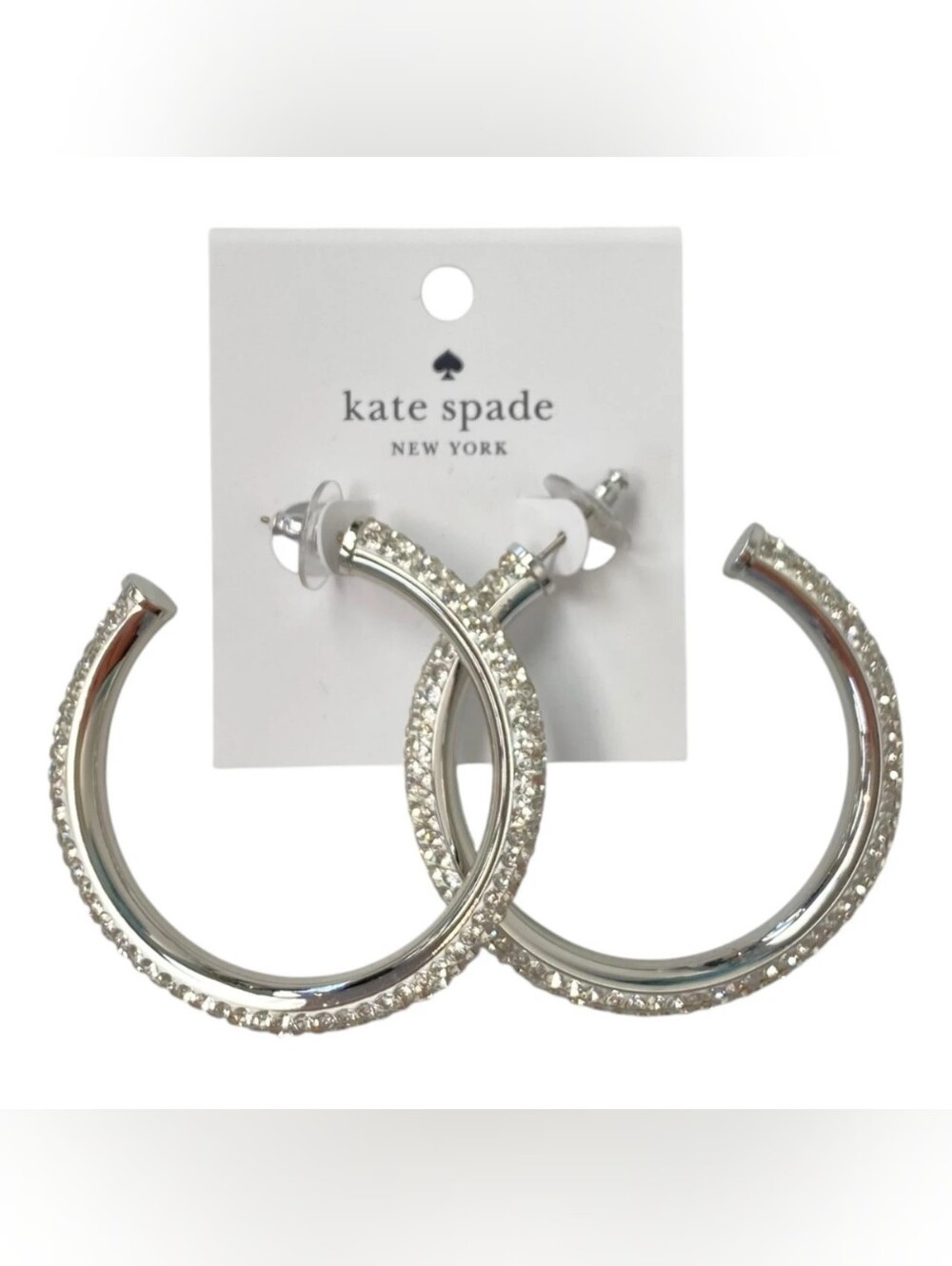 Kate Spade Razzle Dazzle Silver Hoop Earrings NWT